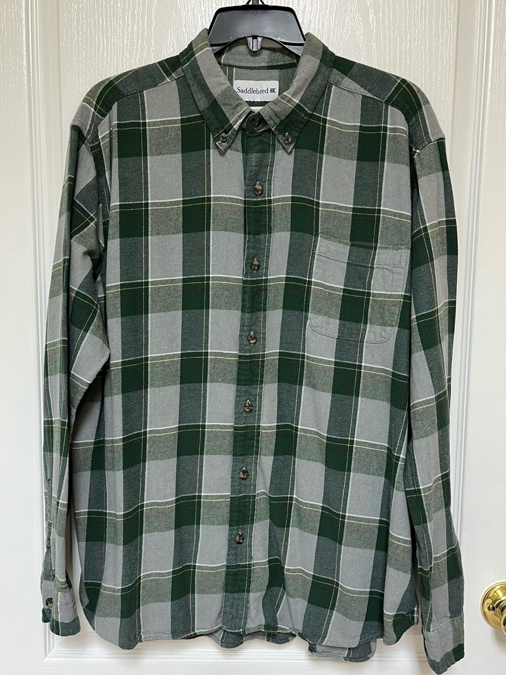Saddlebred Green and Gray Plaid Button-Down Shirt